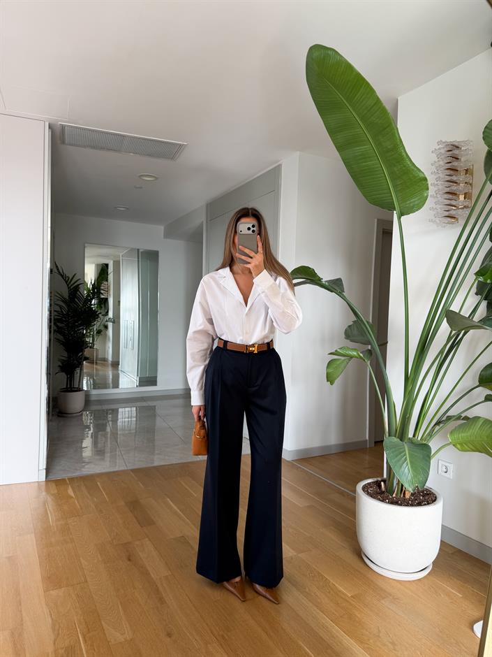 Önü Pileli Klasik Pantolon - Lacivert