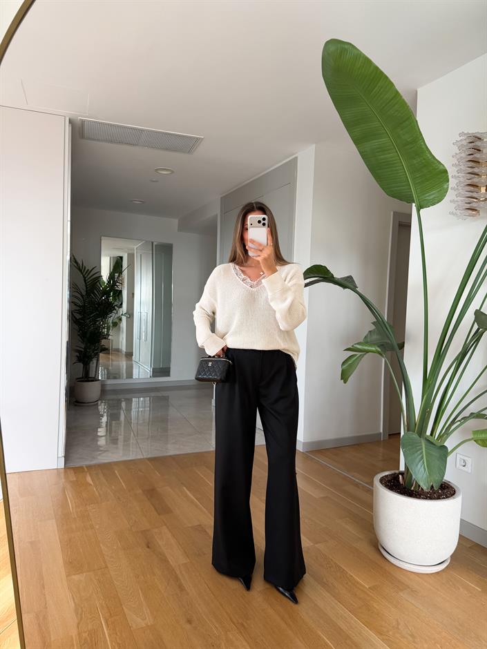 Önü Pileli Klasik Pantolon - Siyah