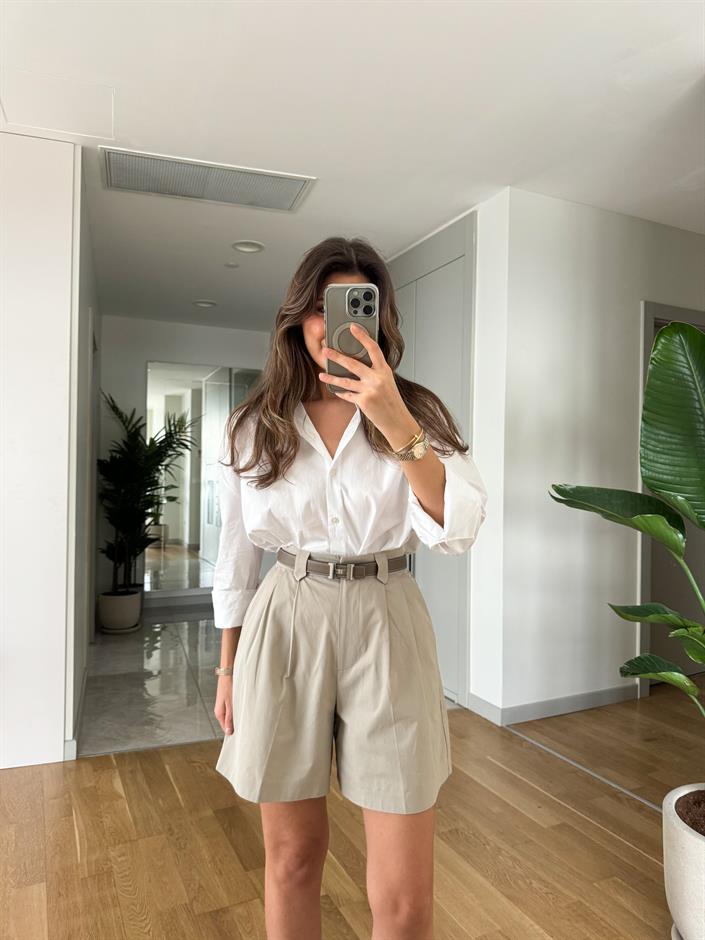 Organik Pamuklu Gömlek-Beyaz