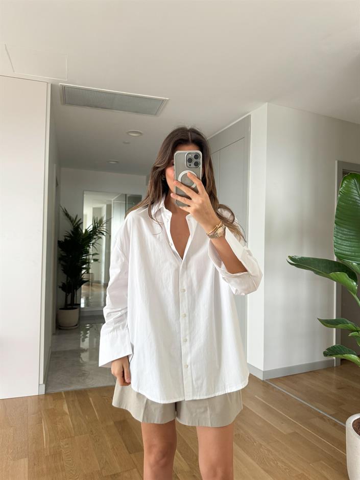 Organik Pamuklu Gömlek-Beyaz