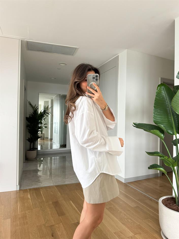 Organik Pamuklu Gömlek-Beyaz