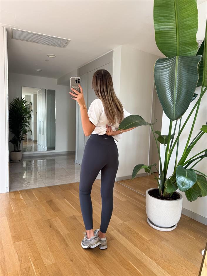 Oys Yüksek Bel Likralı Tayt - Antrasit