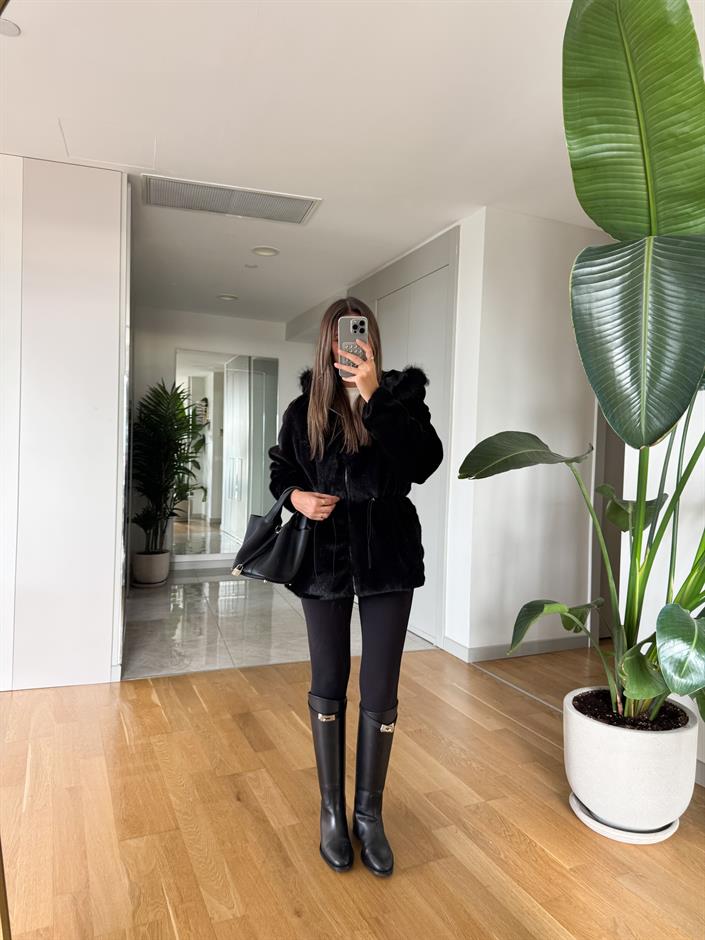 Oys Yüksek Bel Likralı Tayt - Siyah