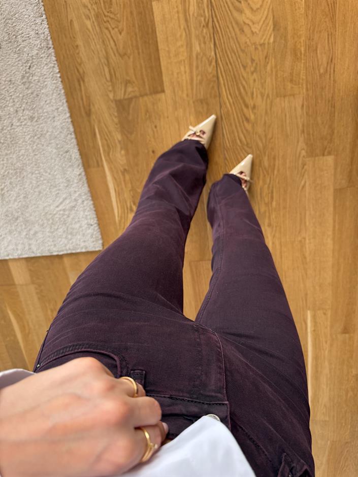 Paula İspanyol Streç Jean- Koyu Bordo