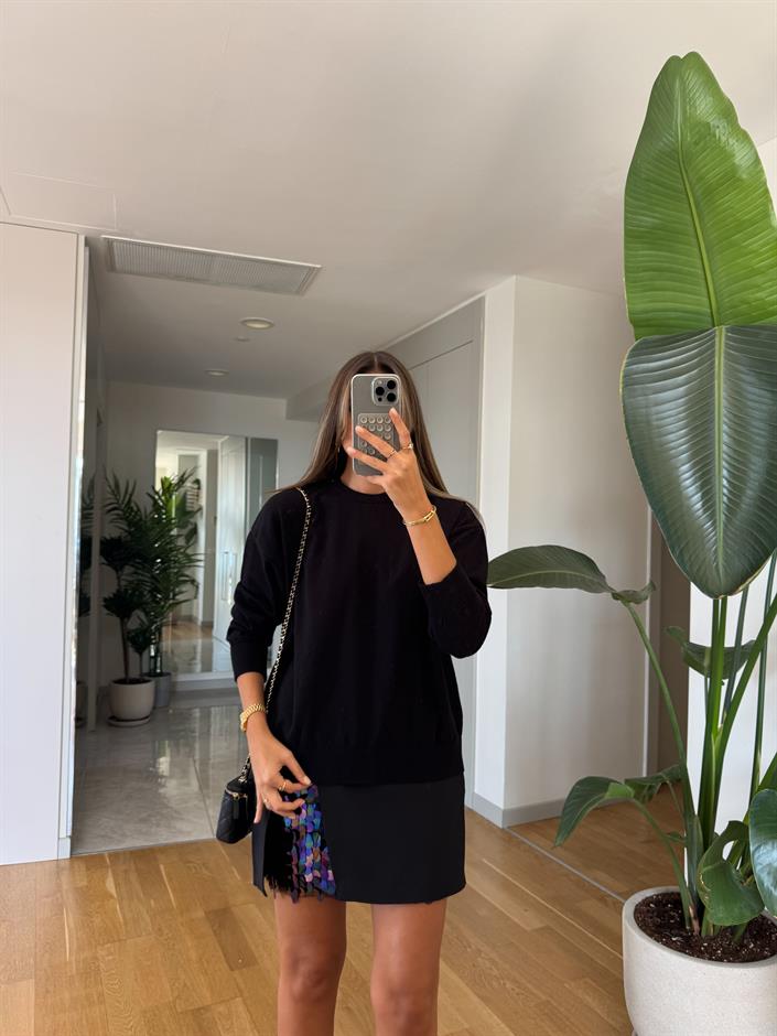 Payet Detaylı Mini Etek - Siyah