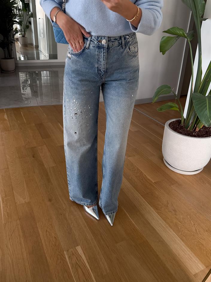 P&B Zımbalı Baggy Jean - Açık Mavi