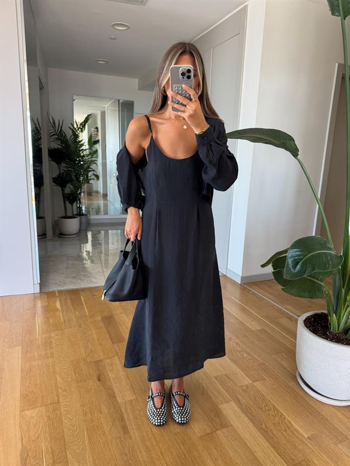 Perry Gömlek Elbise Takım - Siyah