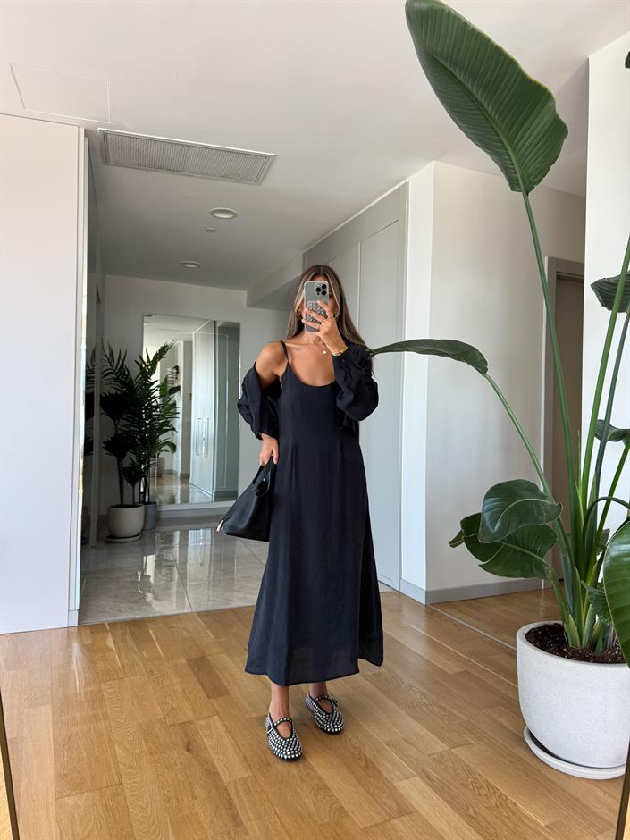 Perry Gömlek Elbise Takım - Siyah