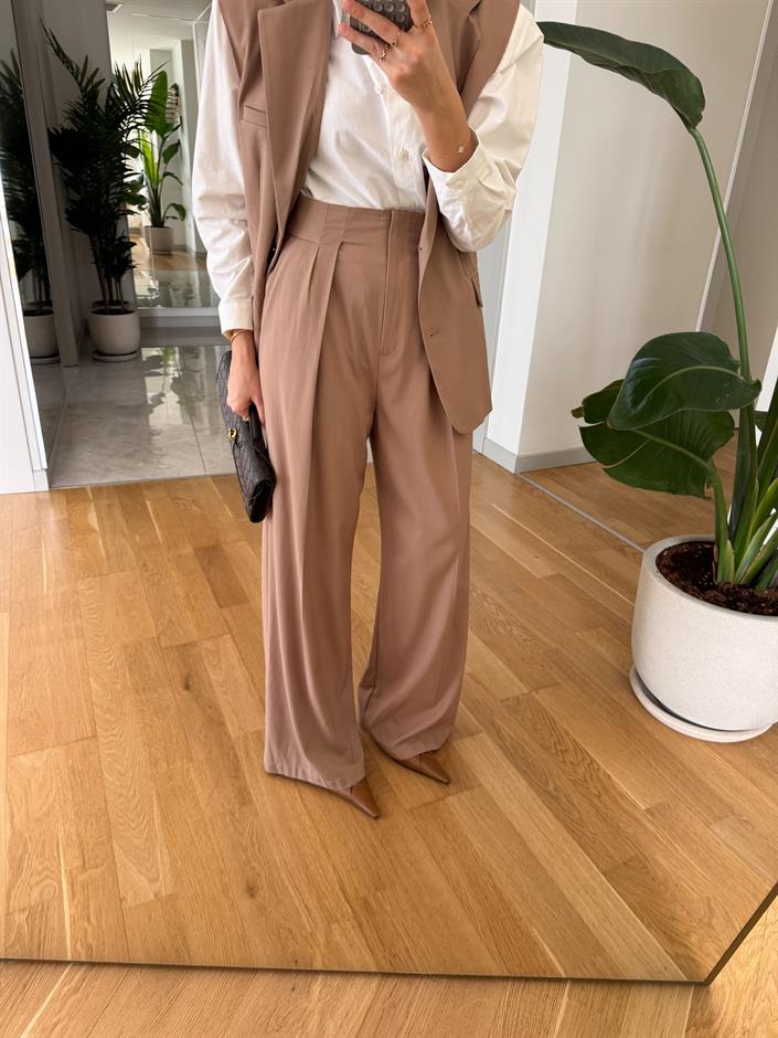 Perry Yelekli Pantolon Takım- Camel