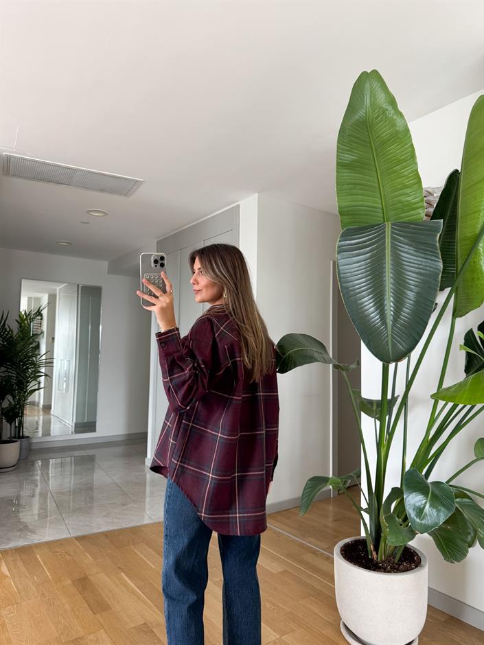 Pixi Ekoseli Bordo Gömlek 