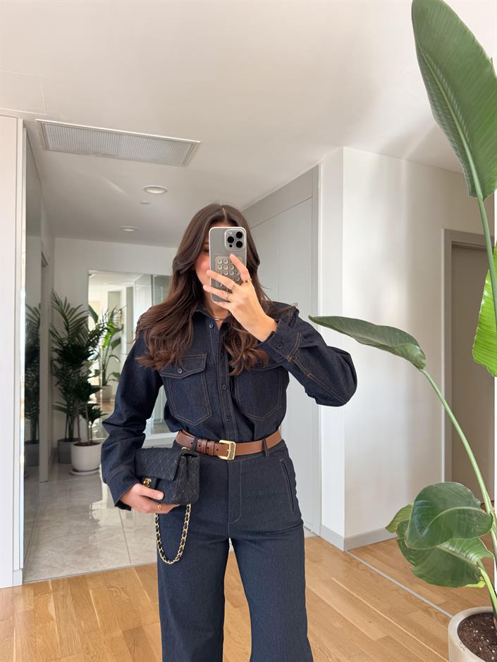 Premium Seri Çift Cepli Denim Gömlek