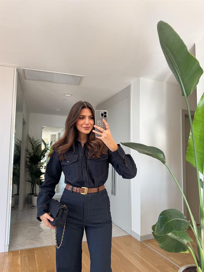 Premium Seri Çift Cepli Denim Gömlek