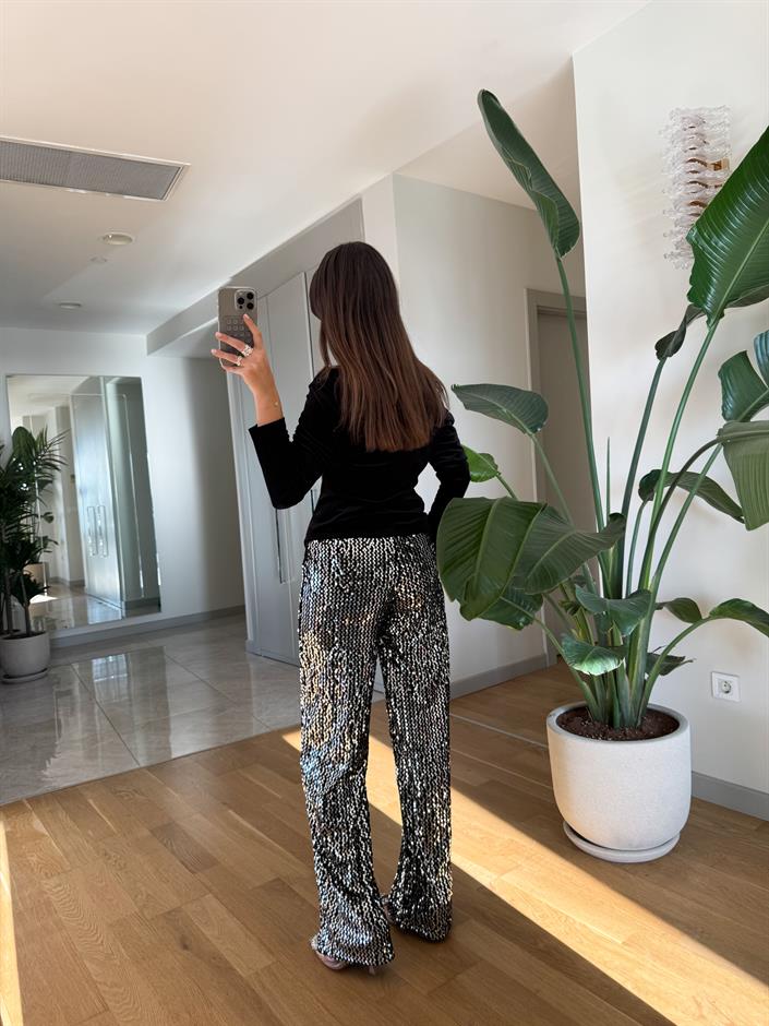 Pullu İspanyol Pantolon-Gri