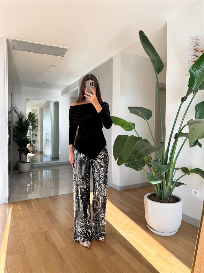 Pullu İspanyol Pantolon-Gri