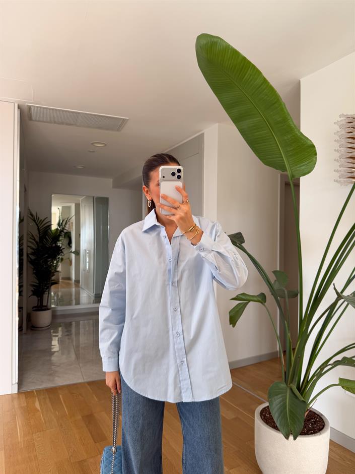 Punch Poplin Gömlek - Bebe Mavi