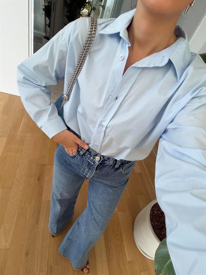 Punch Poplin Gömlek - Bebe Mavi