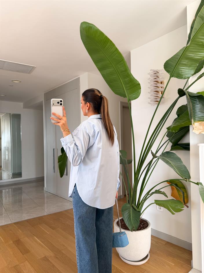 Punch Poplin Gömlek - Bebe Mavi