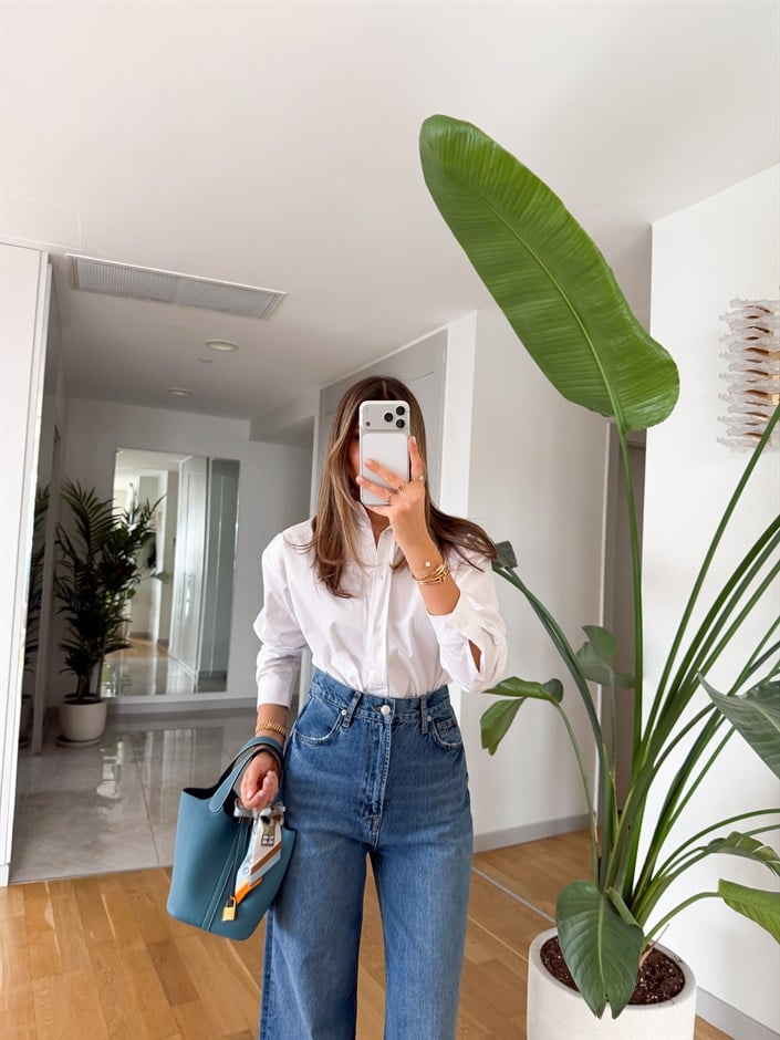 Punch Poplin Gömlek - Beyaz