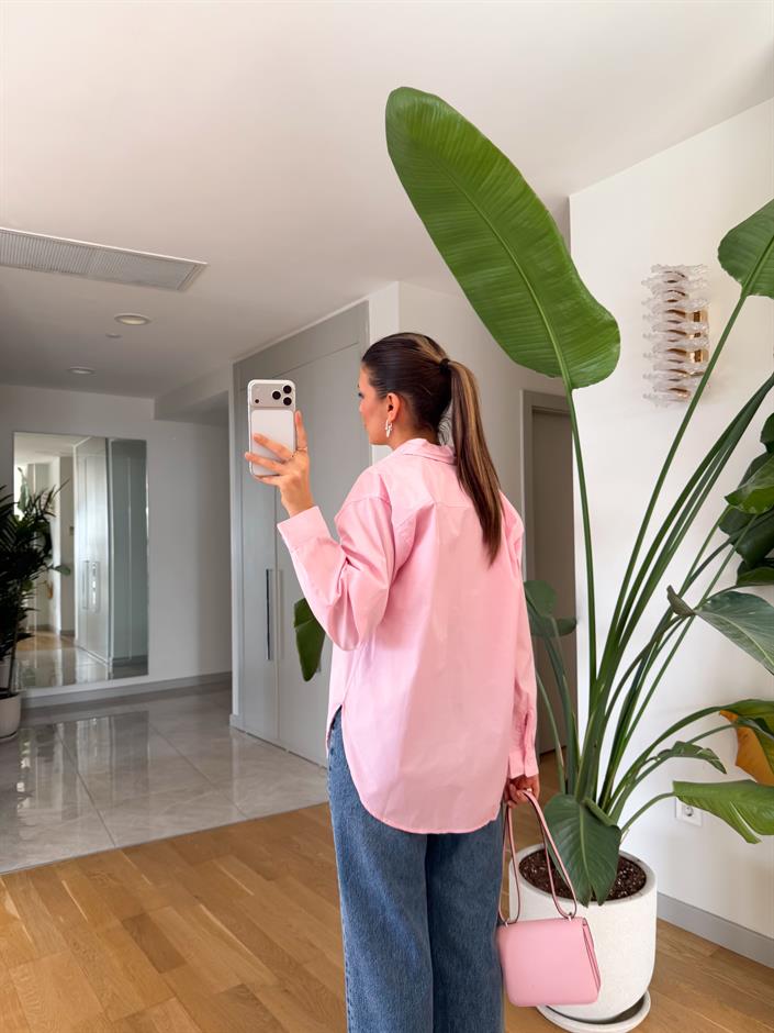 Punch Poplin Gömlek - Pembe