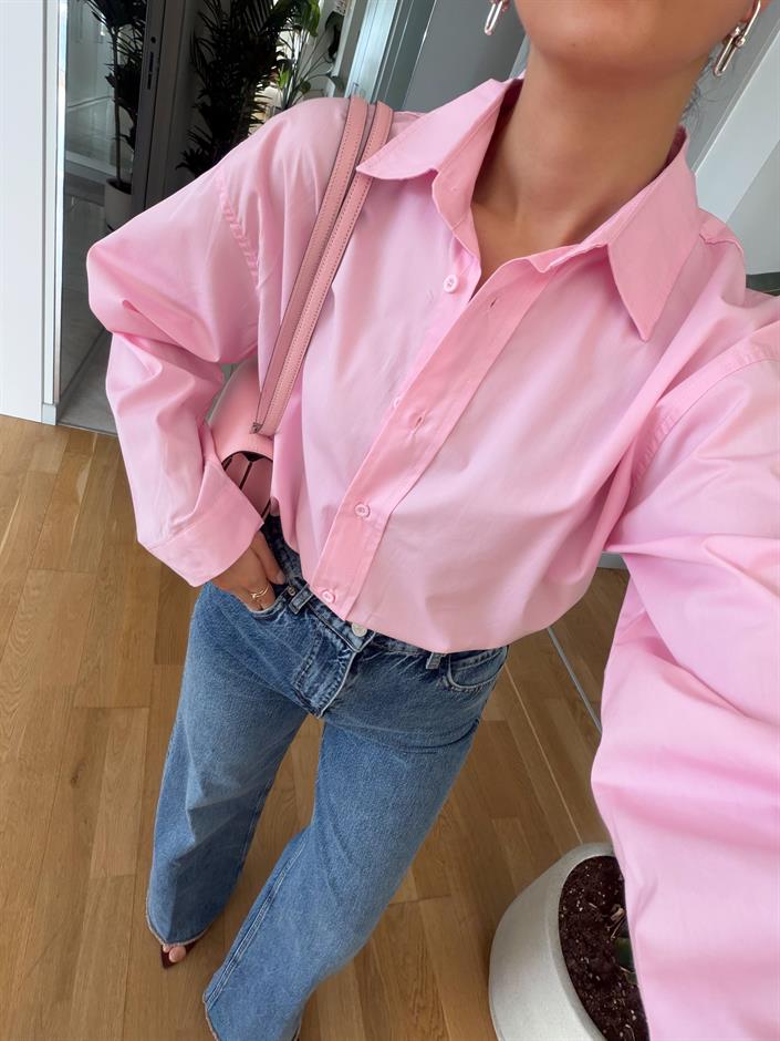 Punch Poplin Gömlek - Pembe