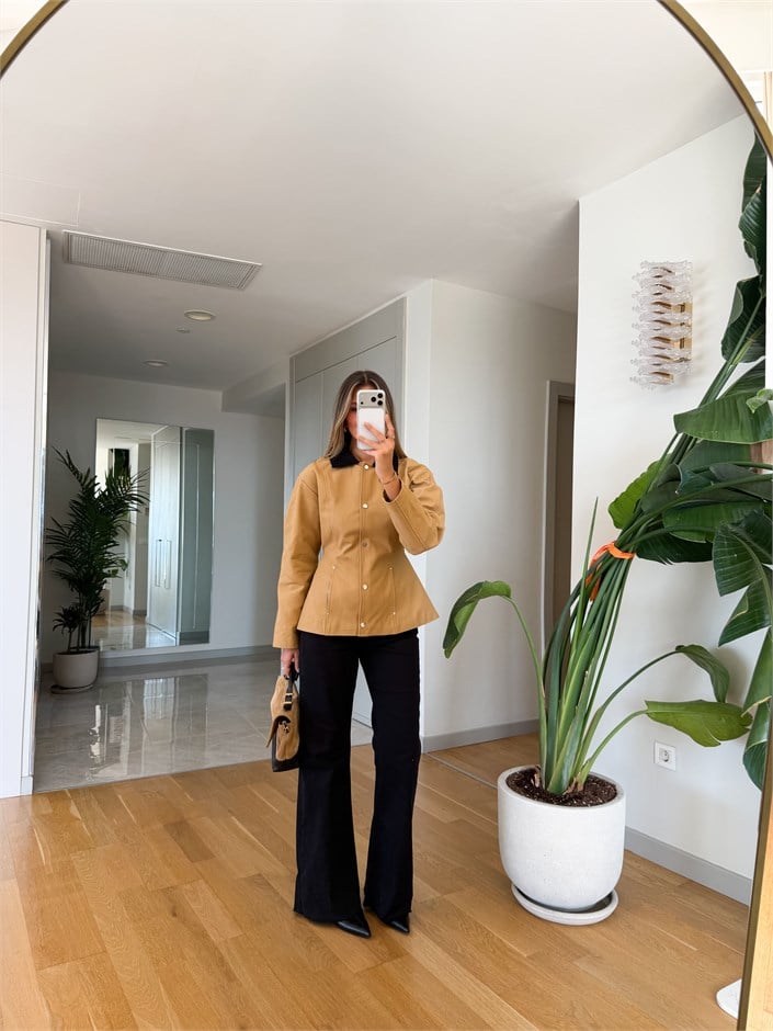 Push Up Etkili Wide Leg Jean - Siyah