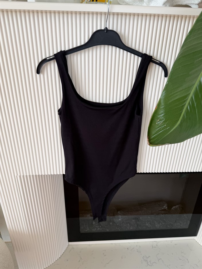 Qs Askılı Bodysuit - Siyah