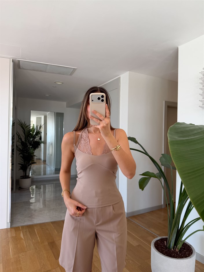 Qs Dantel Detaylı Atlet - Bej