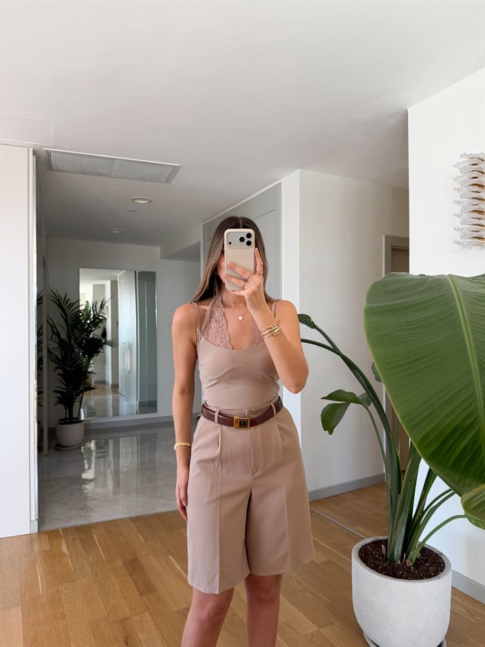 Qs Dantel Detaylı Atlet - Bej