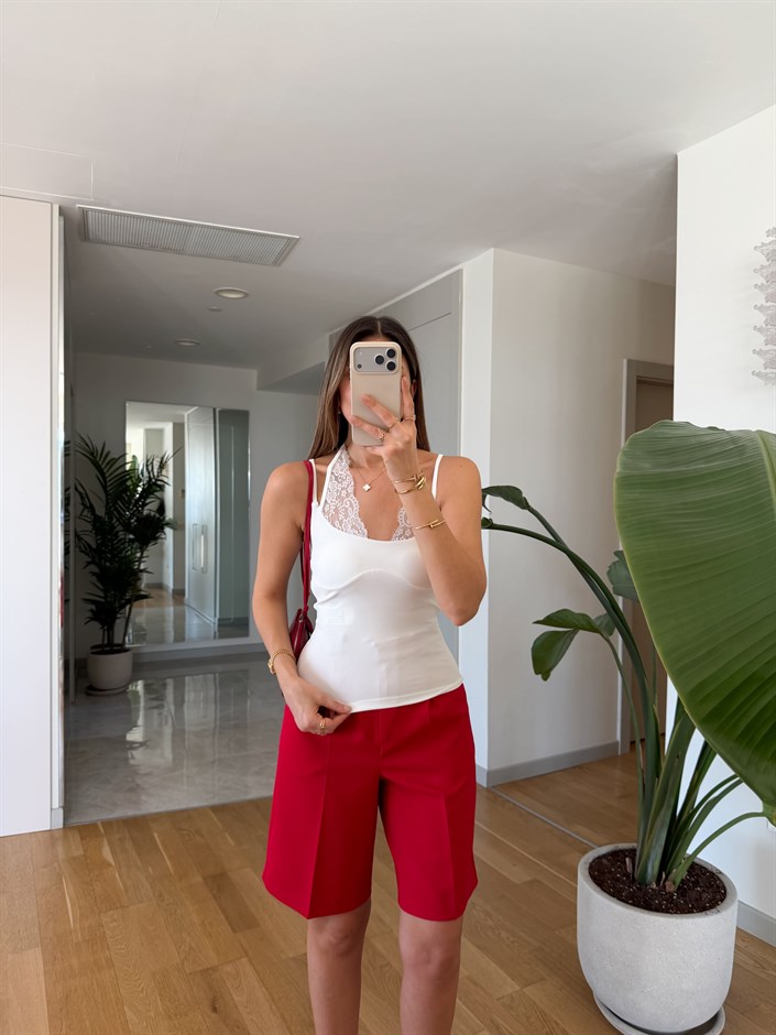 Qs Dantel Detaylı Atlet - Ekru