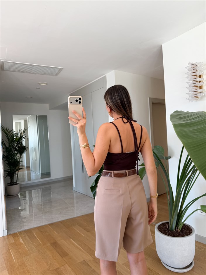 Qs Dantel Detaylı Atlet - Kahve