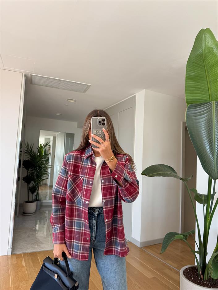 QS Ekoseli Gömlek - Kırmızı