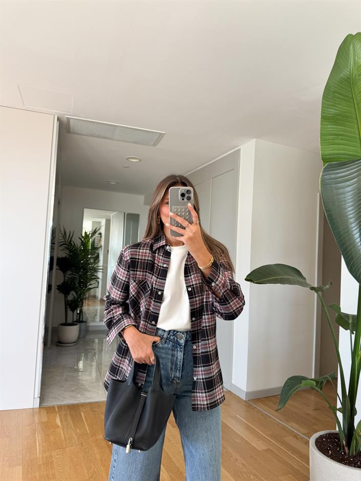 QS Ekoseli Gömlek - Siyah