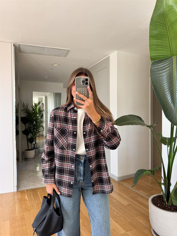 QS Ekoseli Gömlek - Siyah