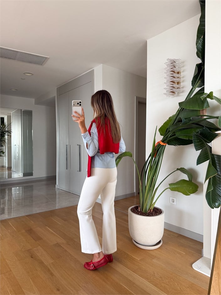 Qs Gizli Cep Detaylı Pantolon - Beyaz