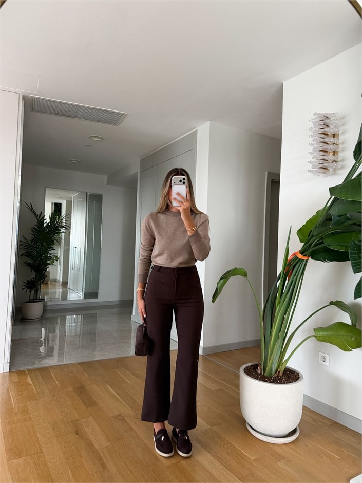 Qs Gizli Cep Detaylı Pantolon - Kahve