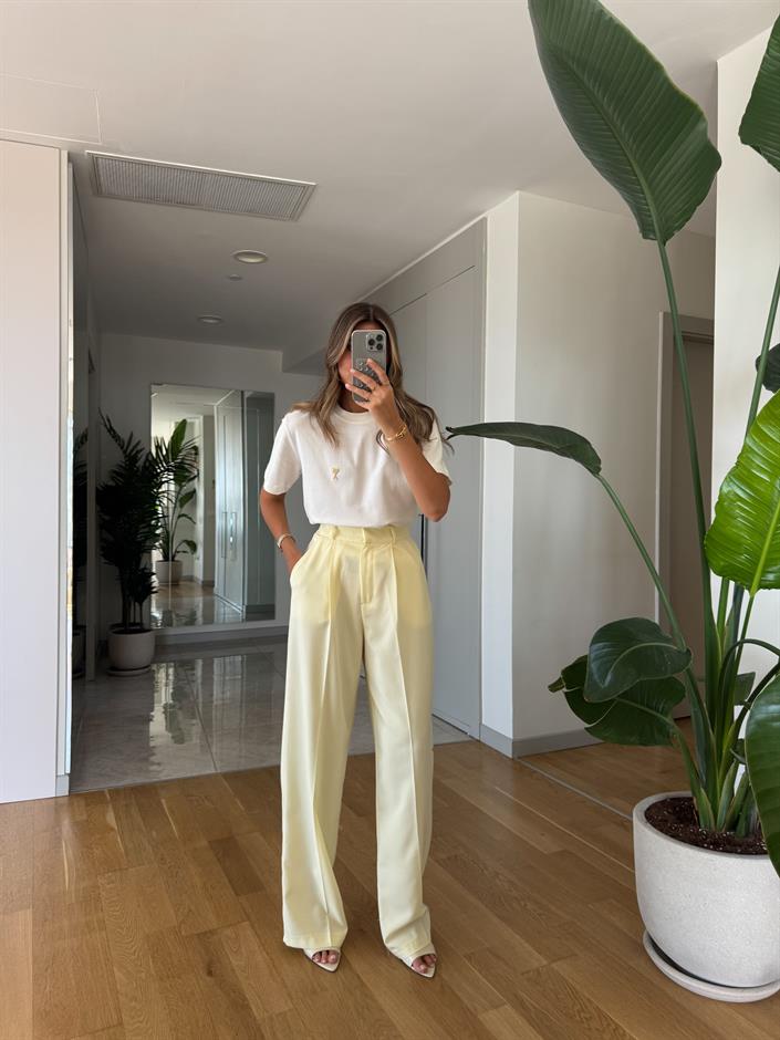 Qu Palazzo Pantolon - Sarı