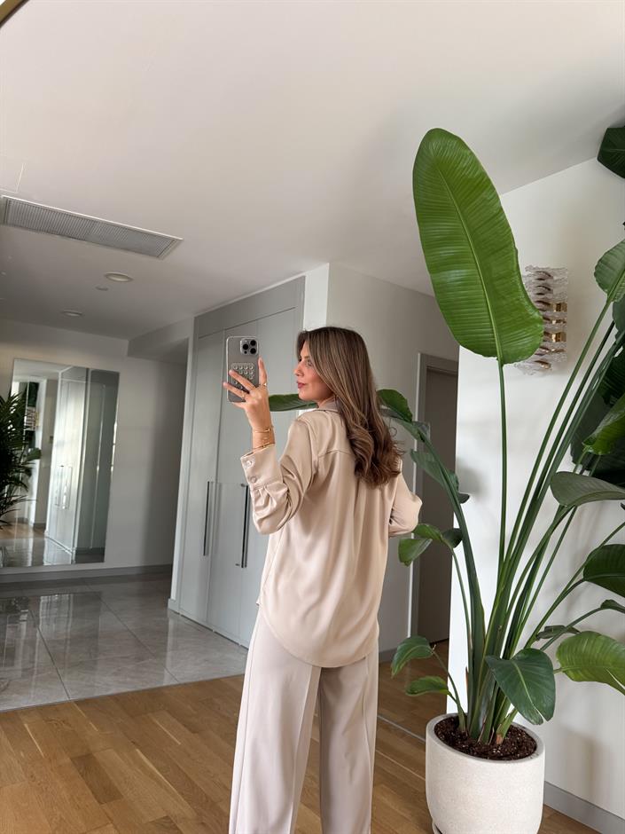 Regina Saten Gömlek - Bej 