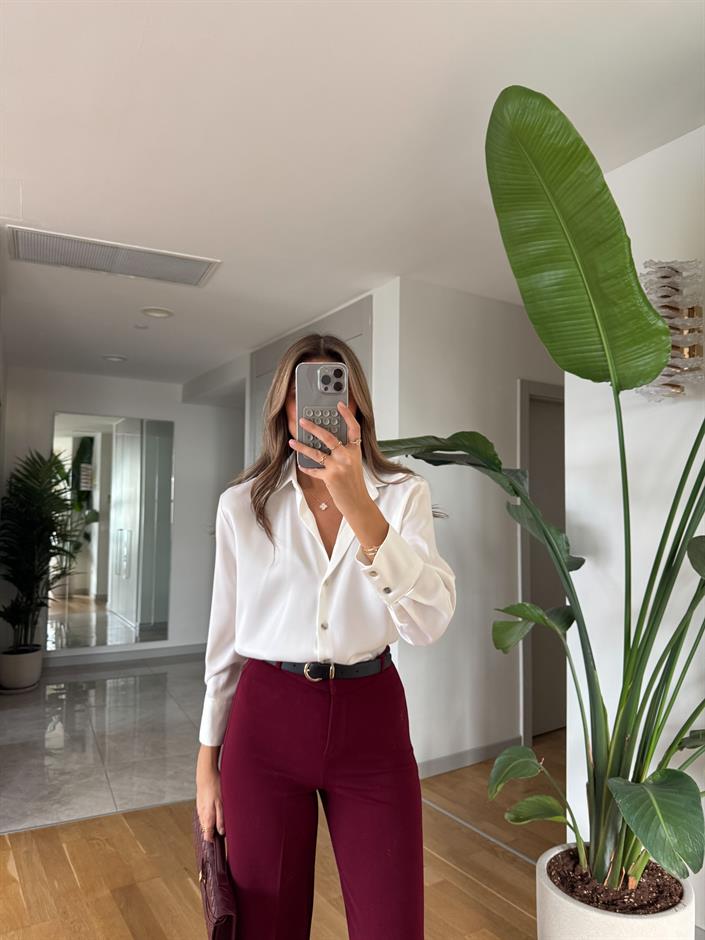 Regina Saten Gömlek - Ekru