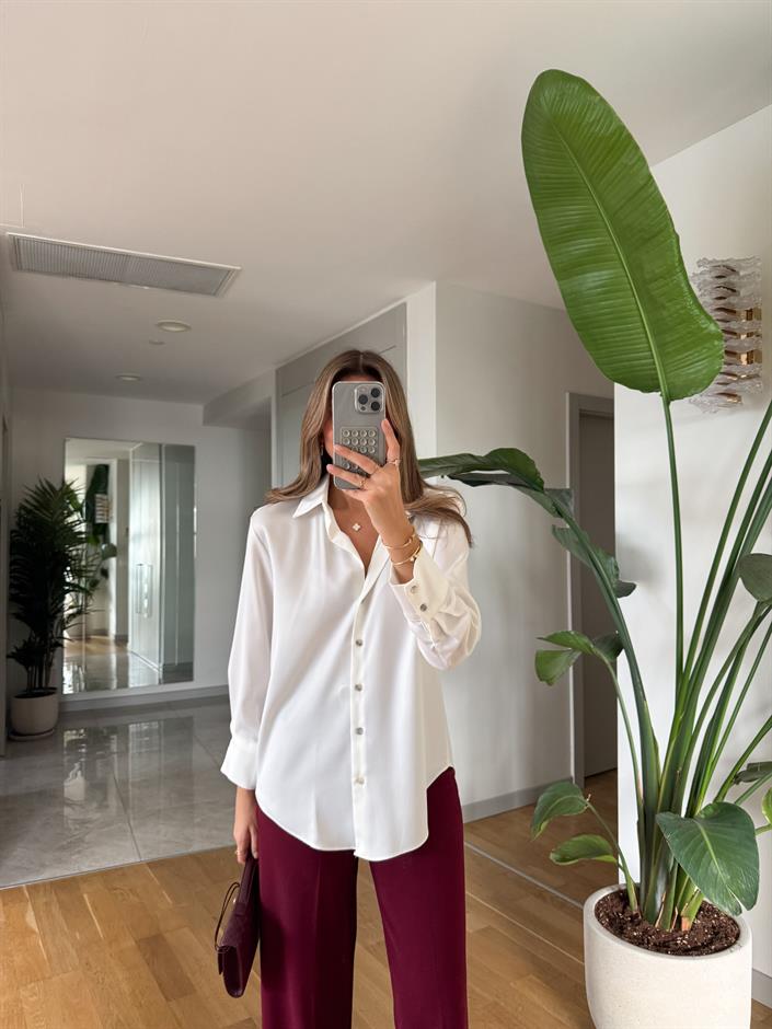 Regina Saten Gömlek - Ekru