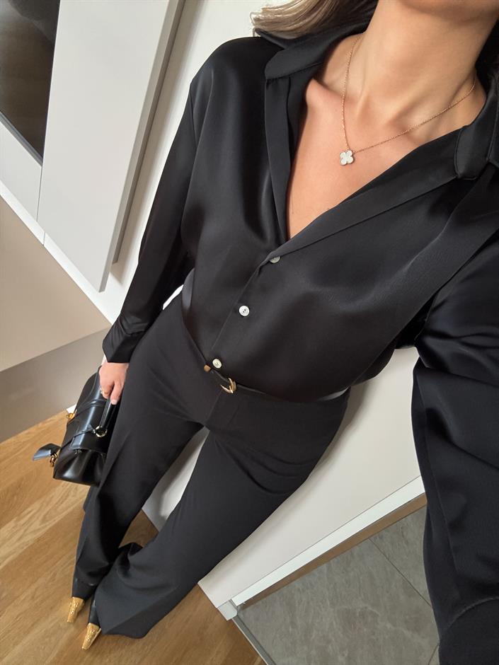 Regina Saten Gömlek - Siyah