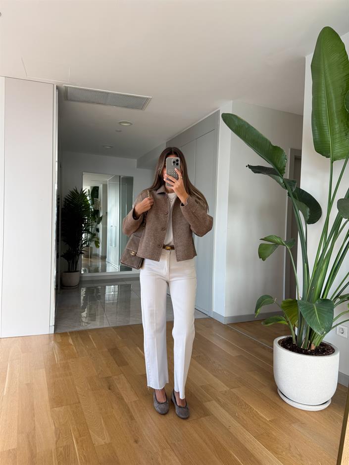 Reina Straight Kesim Jean - Beyaz