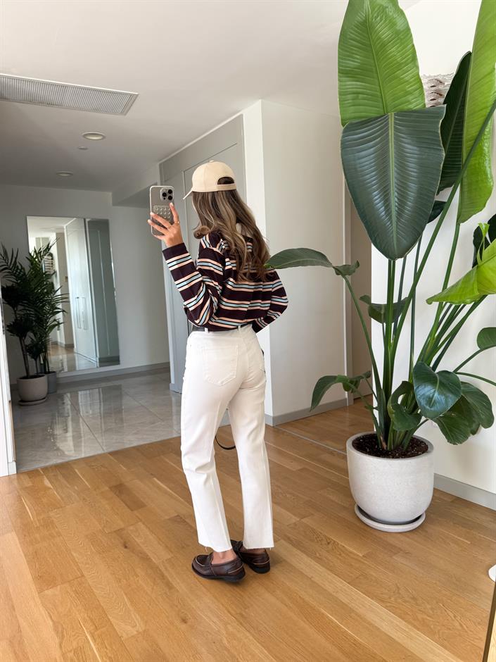 Reina Straight Kesim Jean - Beyaz