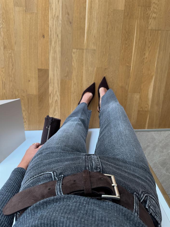 Reina Straight Kesim Jean - Füme