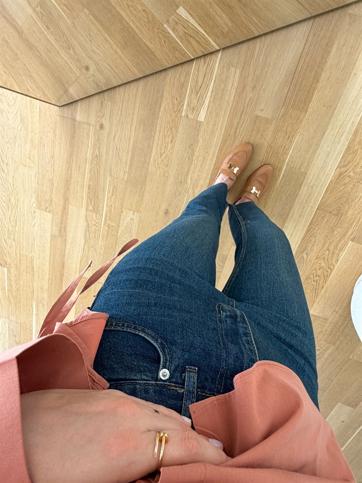 Renata Kesik Paça Boyfit Jean - Eskitme Mavi