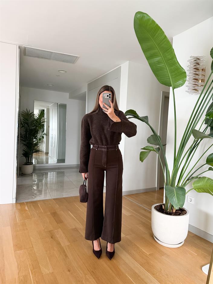 Reynard Dikişli Pantolon - Kahve