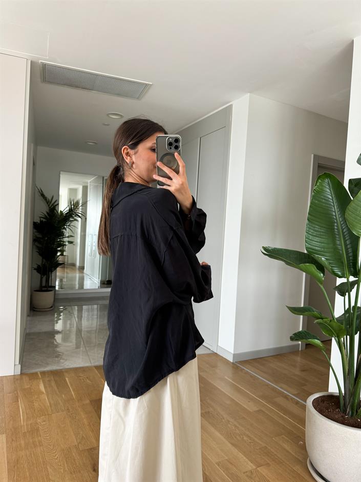 Richard Tensel Oversize Gömlek-Siyah