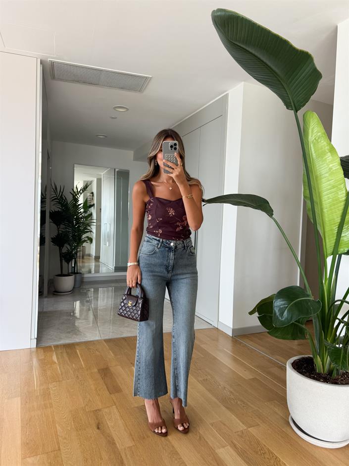 Rim Flare Kesim Jean - Eskitme Mavi