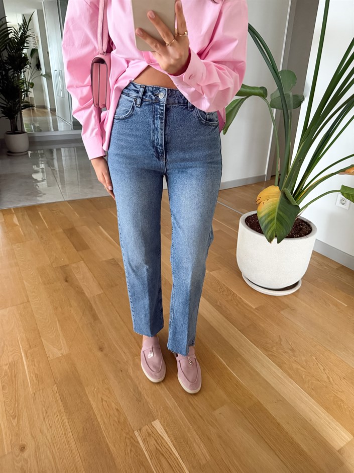 Rita Kesik Paça Straight Jean - Mavi 