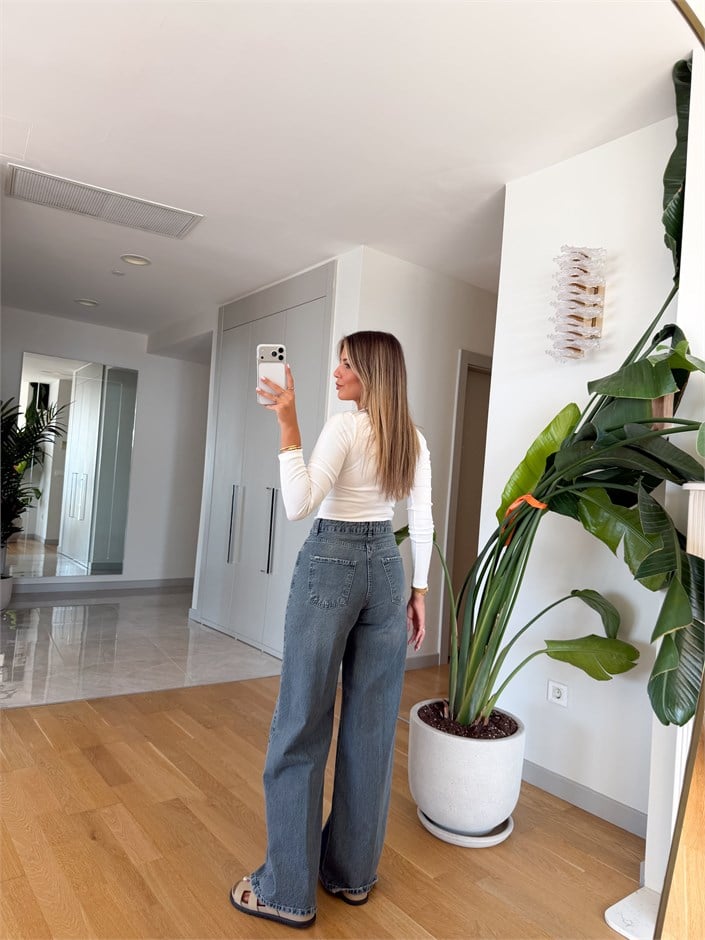 Rodri Wide Leg Jean - Açık Eskitme