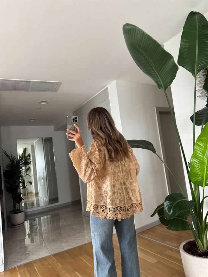 Rody Oyalı İşlemeli Gömlek - Hardal